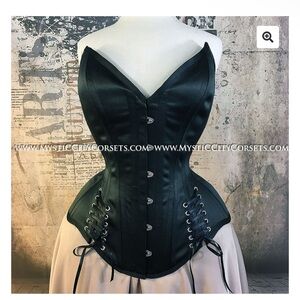 Mystic City Black Satin Corsets
